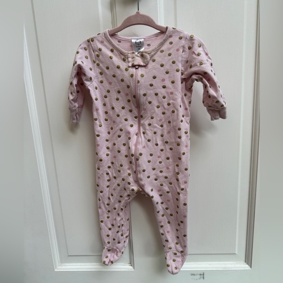 Gerber 3-6M Girls Pink Polka Dot Long Sleeve Footie Pajamas - Picture 1 of 6